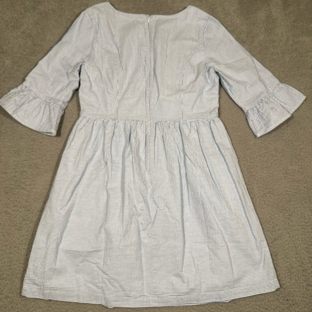 Hope And Henry Dress Womens Size 8 Blue White Striped Pleated Scoop Neck Coastal - Picture 6 of 8